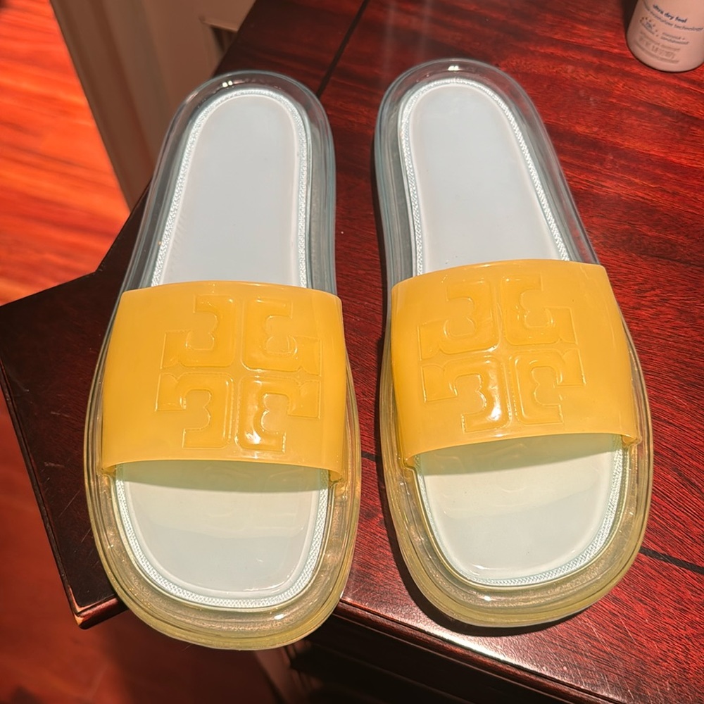 Tory Burch Bubble Jelly Sandals Blue Yellow Size 8